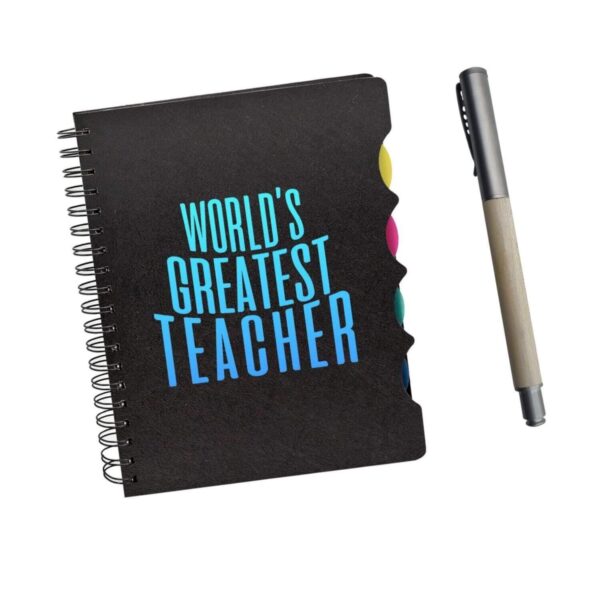 TheYaYaCafe® Birthday Gifts for Teachers, World's Greatest Teacher Gift Combo - Printed Notebook A5 Size, 300 Ruled Pages, Pen