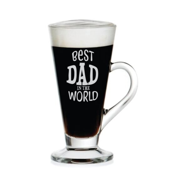 Yaya Cafe Birthday Gifts for Father Best Dad in The World Engraved Glass Tea Coffee Mug Cup with Coaster