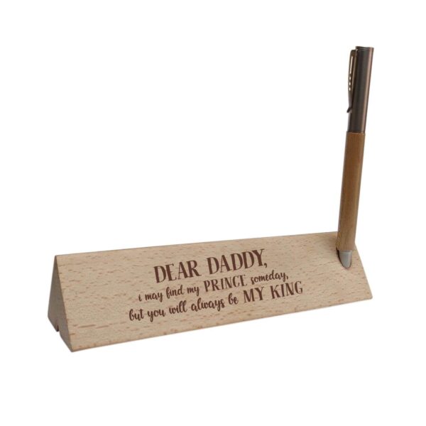 YaYa cafe for Dad Handmade Wooden Pen with Pen Box Dear Daddy You Will Always Be My King Engraved - Triangle with Holder