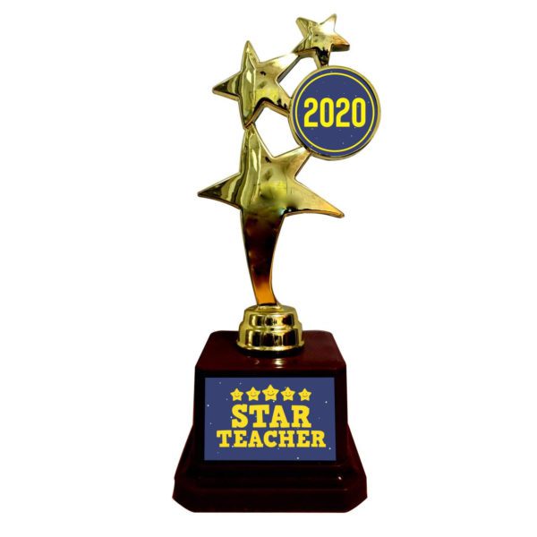 Yaya Cafe™ Star Teacher 2020 Trophy Award and Medal Combo - Golden