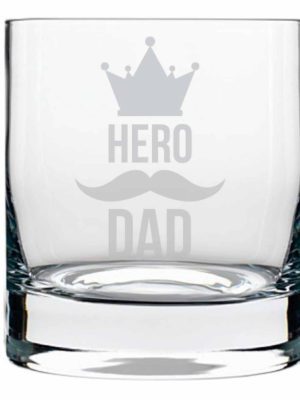 TheYaYaCafe Yaya Cafe Gifts for Father, Hero dad Whiskey Glass for Daddy with Coaster - 350 ml