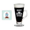 TheYaYaCafe King Best Dad Ever Engraved Glass Tea Ceramic Coffee Mug Cup 230 ml with Coaster