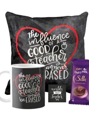 Teacher's Day Gift Combo Mug, Cushion, Chocolate