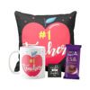 YaYa cafe™ Teachers Day Gift Combo, No.1 Teacher Mug, Cushion Cover, 1 Dairy Milk Silk Chocolate (60 gm), with Coaster