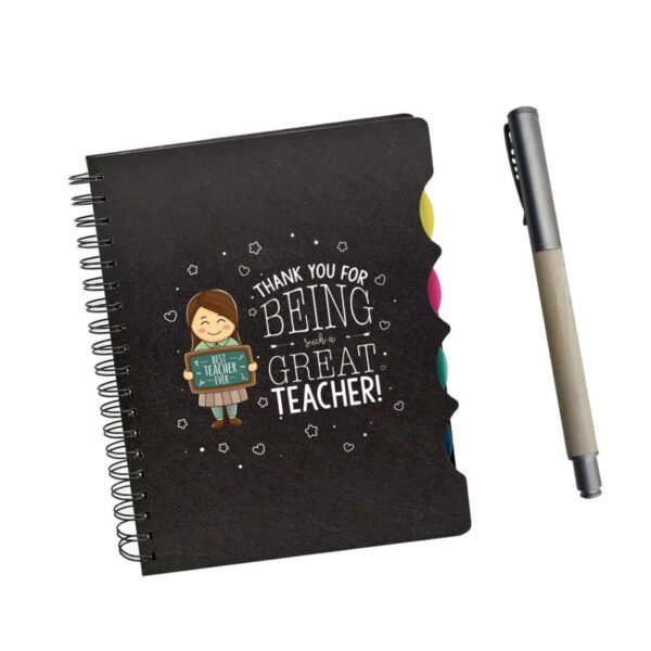 TheYaYaCafe® Birthday Gifts for Teachers, Thank You Great Teacher Gift Combo - Printed Notebook A5 Size, 300 Ruled Pages, Pen