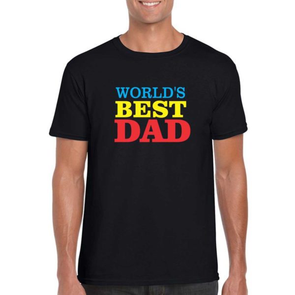 Fathers Day Colorful Worlds Best Dad Mens T-Shirt Cotton