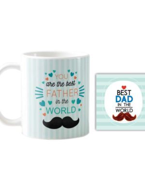 TheYaYaCafe You are th Best Father in The World Ceramic Coffee Mug with Coaster, White