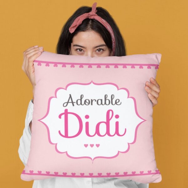 Yaya Cafe™ Birthday Gifts for Sister Adorable Didi Printed Cushion Cover 12 x 12 inches