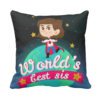 Yaya Cafe™ 12X12 inches Birthday Bhaidooj Gift for Sister, Cushion Cover Worlds Best Sis