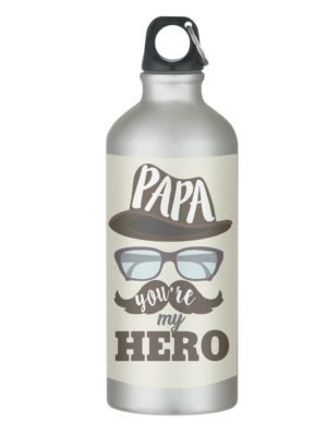 YaYa cafe Hero Papa Dad Sipper Water Bottle, Stainless Steel, Grey, 600ml