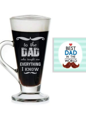 TheYaYaCafe Yaya Cafe Birthday Gifts for Father Dad Who Taught me Everything Know Engraved Glass Tea, Coffee Mug Cup with