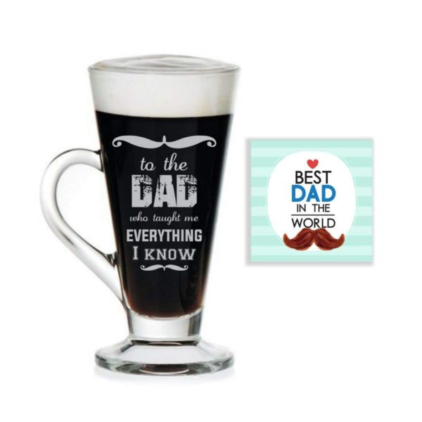 TheYaYaCafe Yaya Cafe Birthday Gifts for Father Dad Who Taught me Everything Know Engraved Glass Tea, Coffee Mug Cup with