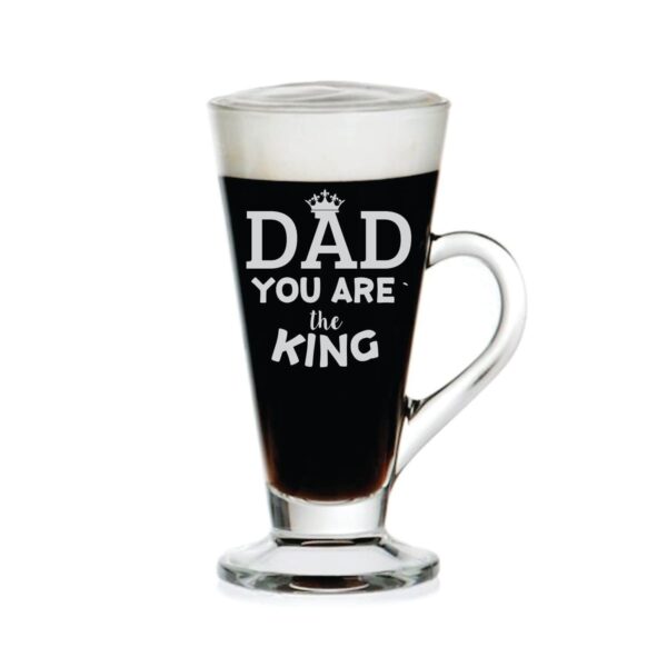TheYaYaCafe You are King Dad Engraved Glass Tea Coffee Mug Cup (Clear, 8 oz/230 ml) with Coaster