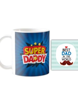 TheYaYaCafe Yaya Cafe Birthday Gifts for Father Super Daddy Coffee Mug with Coaster