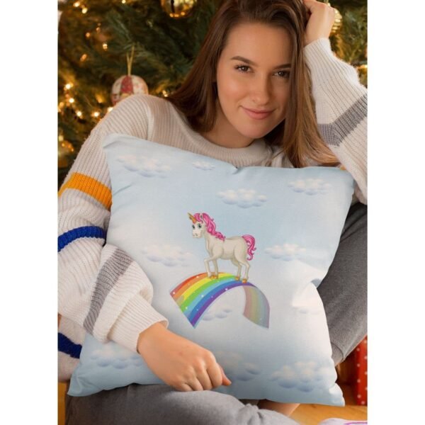 Birthday Gifts 12 x 12 Dream Moon Unicorn Printed Velvet Cushion (with Filler) Throw Pillow Sofa