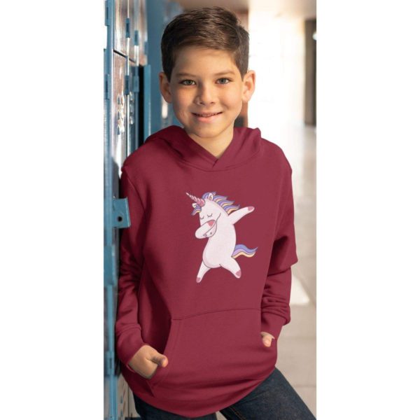 Kids Unisex Winterwear Hoodie Swag Unicorn Sweatshirt Black with Kangaroo Pockets