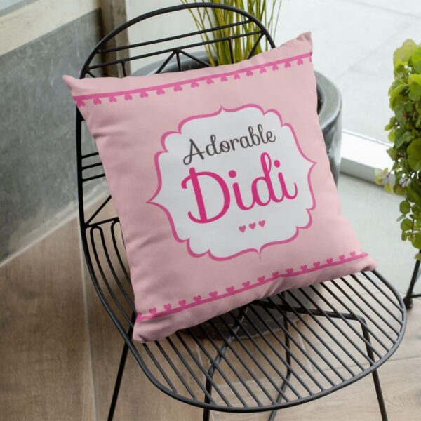 Yaya Cafe™ Birthday Gifts for Sister Adorable Didi Printed Cushion Cover 12 x 12 inches