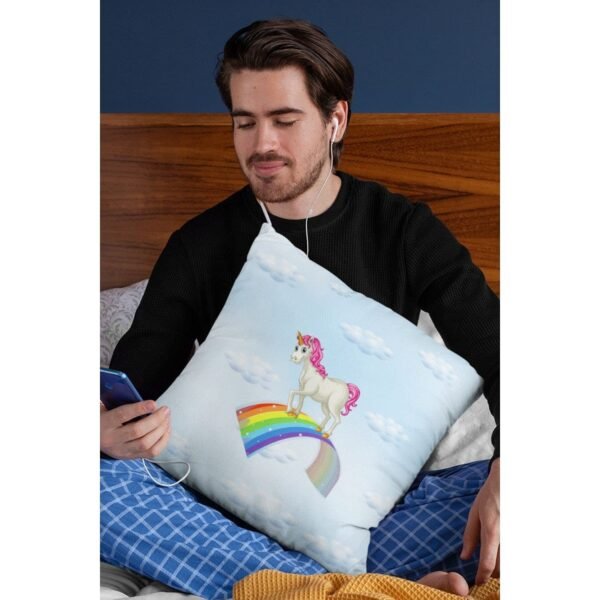 Birthday Gifts 12 x 12 Dream Moon Unicorn Printed Velvet Cushion (with Filler) Throw Pillow Sofa