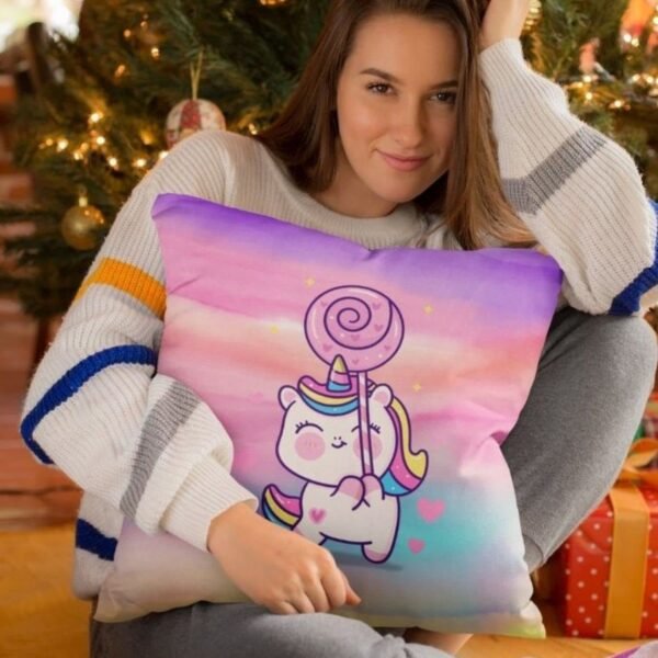 Birthday Gifts 12 x 12 Dream Moon Unicorn Printed Velvet Cushion (with Filler) Throw Pillow Sofa
