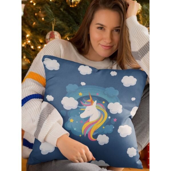 Birthday Gifts 12 x 12 Dream Moon Unicorn Printed Velvet Cushion (with Filler) Throw Pillow Sofa