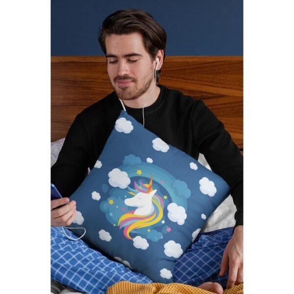 Birthday Gifts 12 x 12 Dream Moon Unicorn Printed Velvet Cushion (with Filler) Throw Pillow Sofa