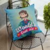 Yaya Cafe™ 12X12 inches Birthday Bhaidooj Gift for Sister, Cushion Cover Worlds Best Sis