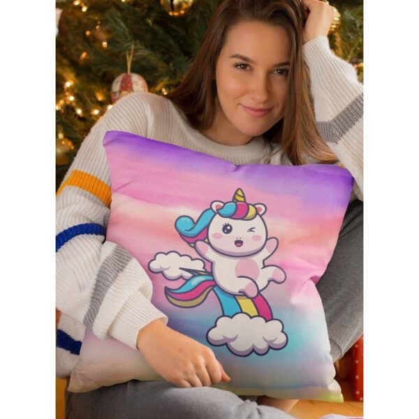 Birthday Gifts 12 x 12 Dream Moon Unicorn Printed Velvet Cushion (with Filler) Throw Pillow Sofa