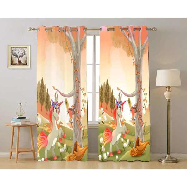 Unicorn Printed Kids Curtains for Kids Room, Nursery, Bedroom Playroom (4x7 Feet) Cute Curtain for Kids Room, Kids