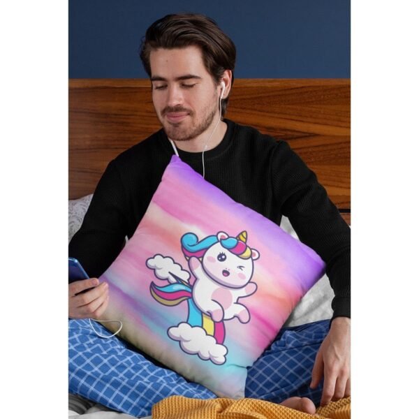 Birthday Gifts 12 x 12 Dream Moon Unicorn Printed Velvet Cushion (with Filler) Throw Pillow Sofa