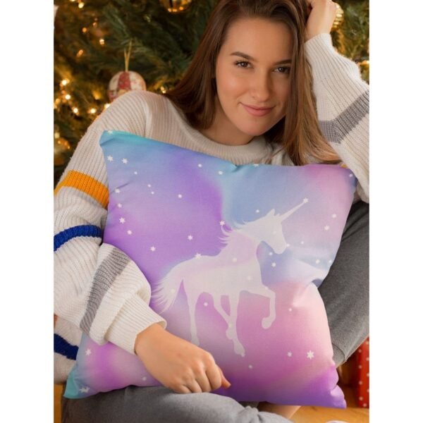 Birthday Gifts 12 x 12 Dream Moon Unicorn Printed Velvet Cushion (with Filler) Throw Pillow Sofa