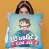 Yaya Cafe™ 12X12 inches Birthday Bhaidooj Gift for Sister, Cushion Cover Worlds Best Sis