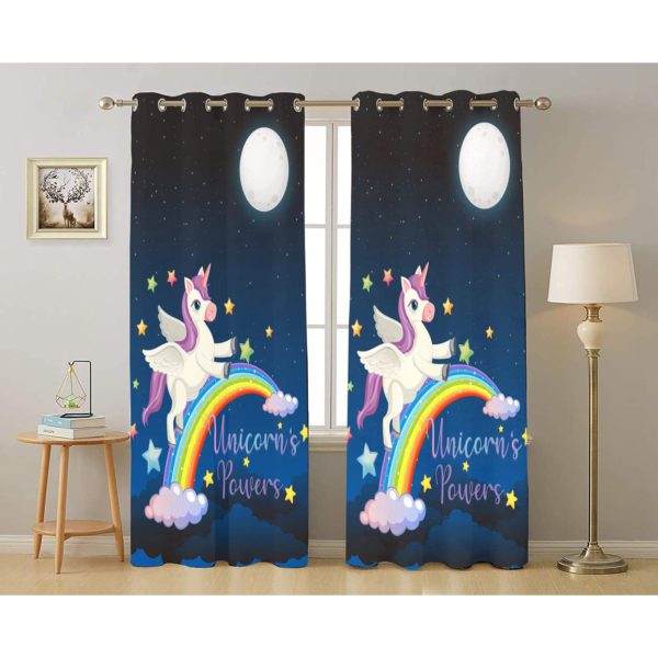 Unicorn Printed Kids Curtains for Kids Room, Nursery, Bedroom Playroom (4x7 Feet) Cute Curtain for Kids Room, Kids