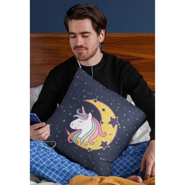 Birthday Gifts 12 x 12 Dream Moon Unicorn Printed Velvet Cushion (with Filler) Throw Pillow Sofa