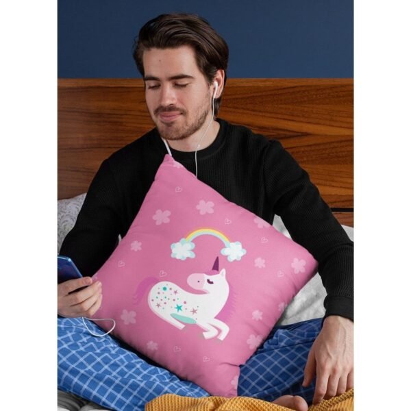 Birthday Gifts 12 x 12 Dream Moon Unicorn Printed Velvet Cushion (with Filler) Throw Pillow Sofa
