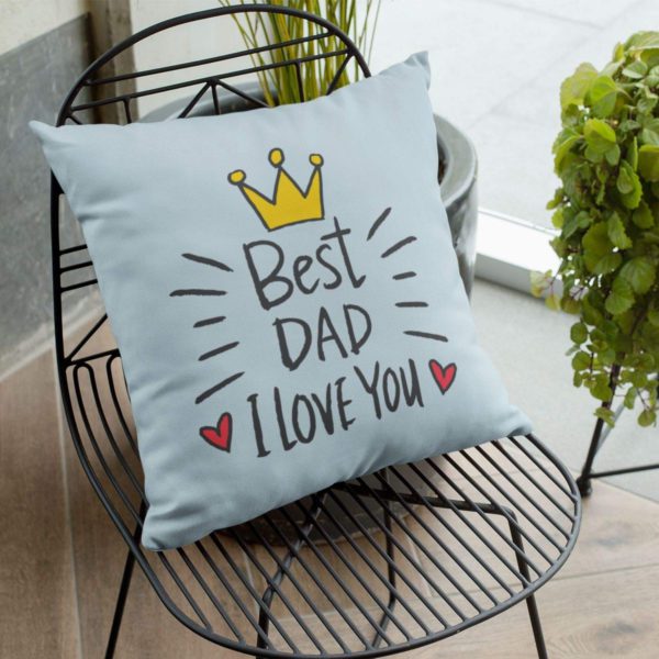 TheYaYaCafe Birthday 12 x 12 inches Best Dad I Love You Printed Velvet Cushion Cover Throw Pillow