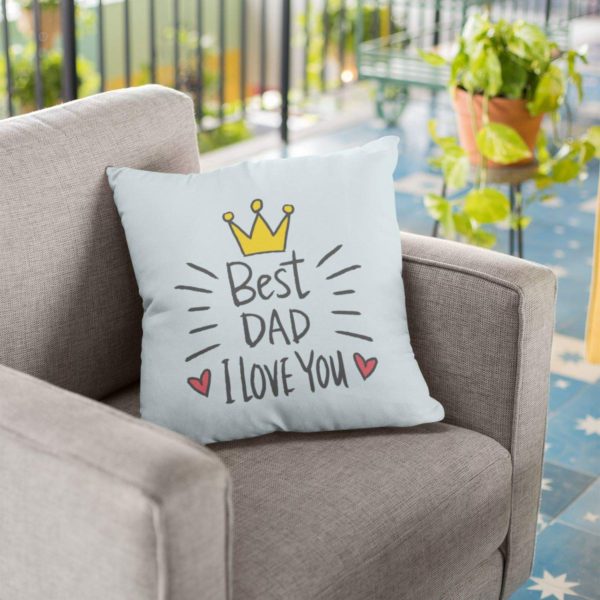 TheYaYaCafe Birthday 12 x 12 inches Best Dad I Love You Printed Velvet Cushion Cover Throw Pillow