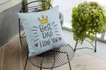 TheYaYaCafe Birthday 12 x 12 inches Best Dad I Love You Printed Velvet Cushion Cover Throw Pillow