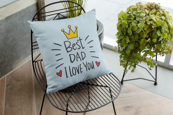 TheYaYaCafe Birthday 12 x 12 inches Best Dad I Love You Printed Velvet Cushion Cover Throw Pillow