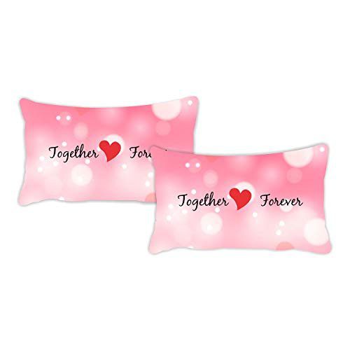 5 Years Together Forever Printed Bedsheet for Couple with 2 Pillow Covers - Pink