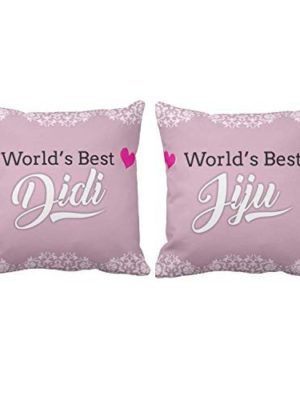 Worlds Best Didi Jiju Ceramic Cushion Cover (12x12 inches, Purple) - Set of 2