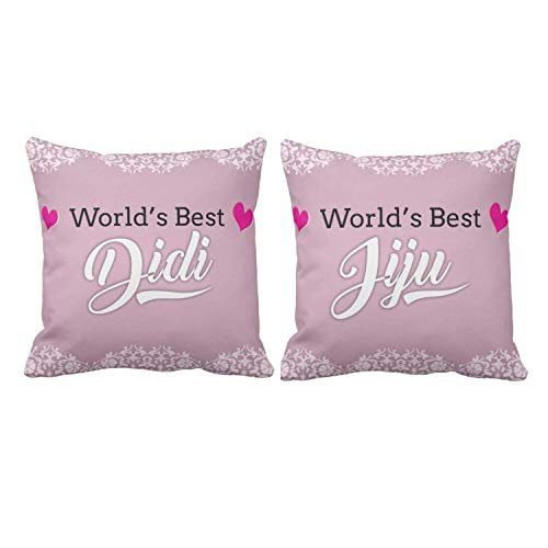 Worlds Best Didi Jiju Ceramic Cushion Cover (12x12 inches, Purple) - Set of 2