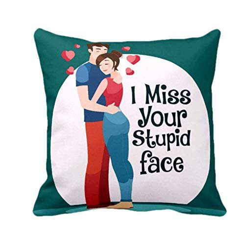 Valentine Gifts Combo for Girlfriend Wife Mug I Miss Your Stupid Face with Coaster, Cushion Cover