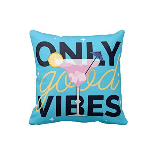 Canvas Cotton Only Good Vibes Follow Your Heart Motivational Quotes Printed Sofa Throw Pillows Cushion Cover (16X16 inches, Multicolour) - Set of 2