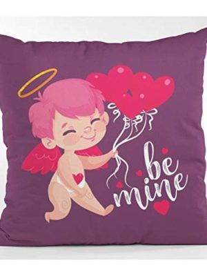 Valentine Day Gifts Be Mine Love Printed Throw Cushion Cover - 12 x 12 inches