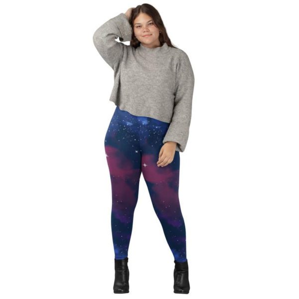 Water Colour Galaxy Pattern Printed Leggings for Women's