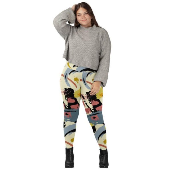 Hand Painted Abstract Print Printed Leggings for Women's