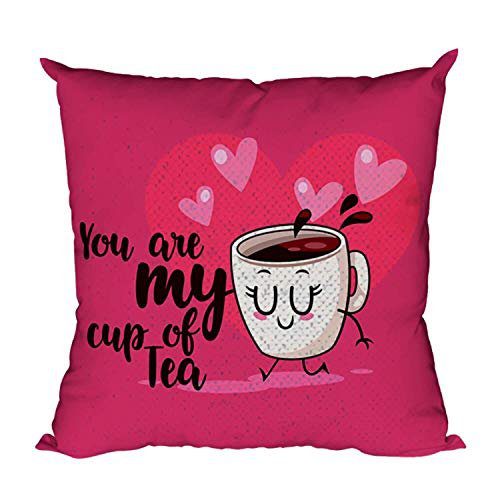 Valentine Couple Gifts for Husband Wife You are My Cup of Tea Magic Sequin Cushion Covers Set of 2 Love Anniversary - 24 x 24 inches