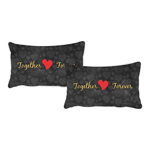 25 Years Together Forever Printed Bedsheet for Couple with 2 Pillow Covers - Black