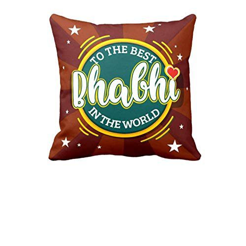 Rakhi for Brother-Bhabhi Combo, Cushion Covers 24X24 inches Bhaiya Bhabhi in The World with Printed-Rakhi