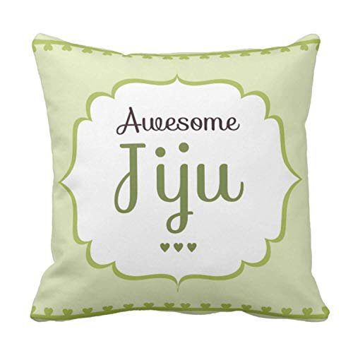 Awesome Jiju Adorable Didi Canvas Fabric Cushion Cover, 16X16 inches (Green) - Set of 2